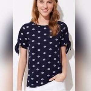 LOFT Textured Floral Tie Sleeve Tee  Size XS